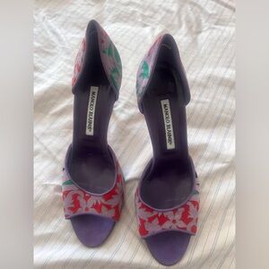 Manolo Blahnik purple floral heels
